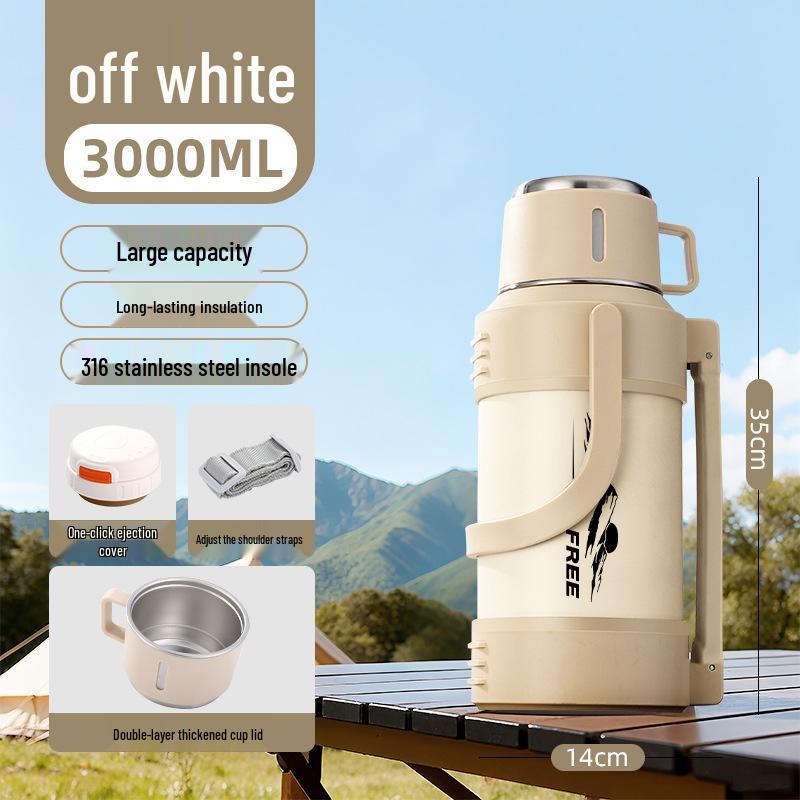 Large Capacity 316 Stainless Steel Insulated Thermos Flask with Portable Design for Outdoor and Travel Use