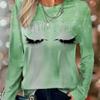 Women Eyelash Face Abstract Pattern Fashion T-Shirts Spring Autumn Long Sleeve 3d Print Street Style Lady Tee 6XL Plus Size Tops