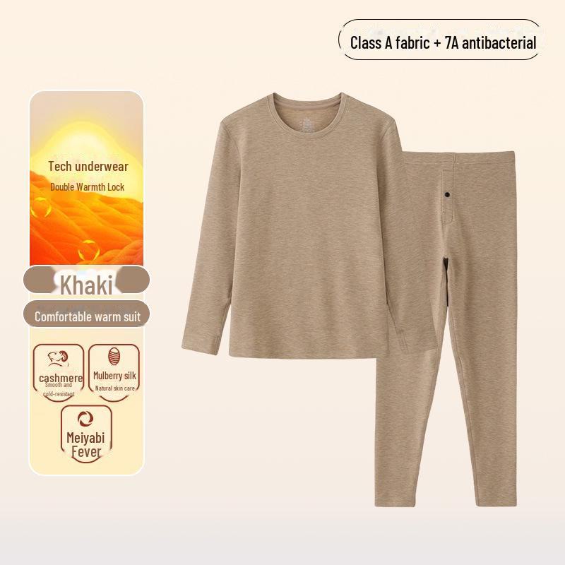 7A Antibacterial Men's Plush Cashmere Silk Thermal Underwear Suit - Autumn Collection