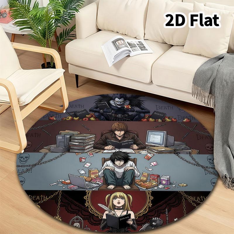 Death Note Round Area Rug Carpet Rug For Living Room Bedroom Sofa Playroom Decor Nonslip Floor Mat