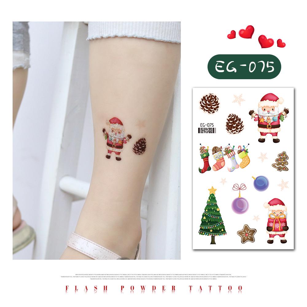 "Ruikalong Waterproof Christmas Snowflake Cartoon Glitter Tattoo Stickers for Kids"