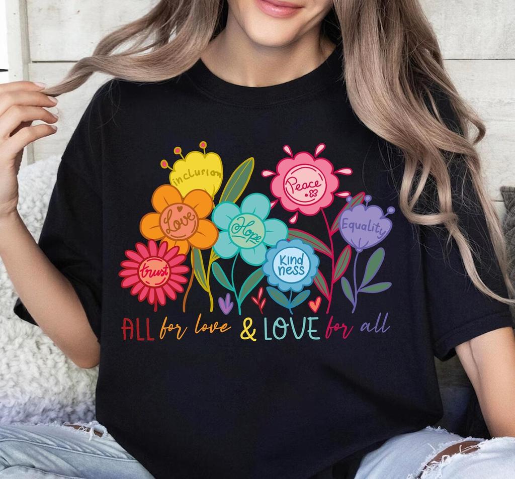 Peace And Kindness Are Always Beautiful T Shirt Girls Harajuku Kawaii Clothes Summer Fashion TShirt Women Casual Tshirt Femme