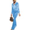 Womens 2 Piece Solid Velour Tracksuit Two Piece Outfits For Women Long Sleeve Zip Up Crop Tops  Sweatpants Sets Pockets Hooded Sweatshirt With Joggers