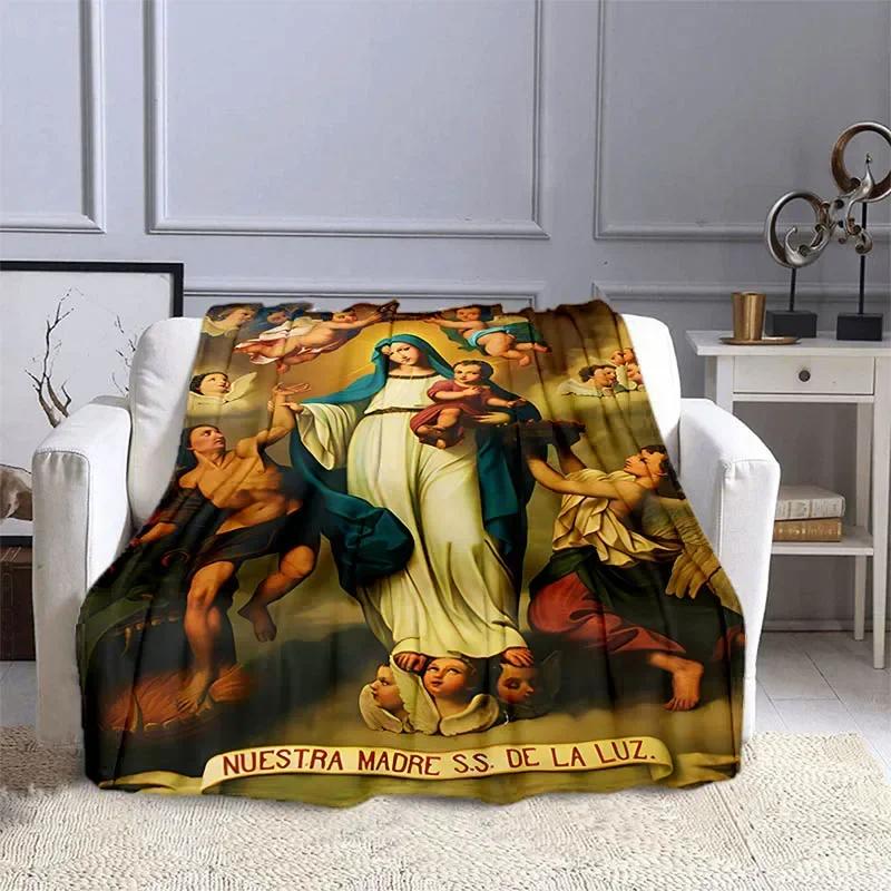 Jesus and The Virgin Mary Print Blanket Faith Religious Blanket Soft Warm Throw Blanket Sofa Bedding Birthday Gifts Blanket