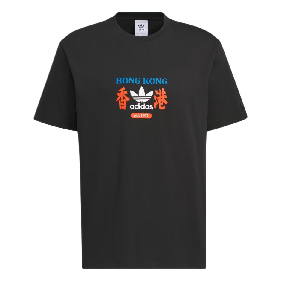 Adidas OG HK Brand T-shirt (Asia Sizing) Black Unisex Streetwear KA9725
