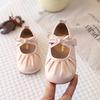 Spring Girl's Princess Shoes Fashion Wrinkled Hook-loop Daily Kid's Flat Shoe Solid Colors Anti-slip Casual Children Shoes