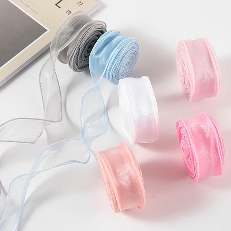 10Yards Organza Solid Color Ribbon 4Cm Wavy Edge Ribbon For For Flower Bouquet Gifts Packaging Party Decorations Diy