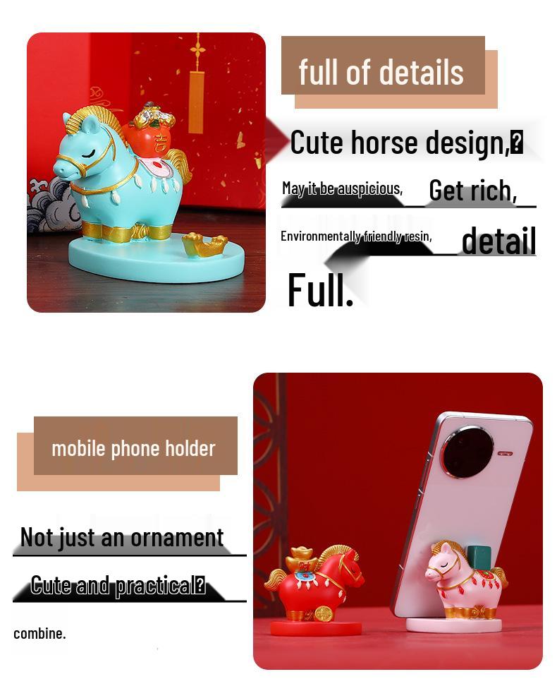Year of the Horse Mascot Phone Stand - Creative Riches Desktop Ornament & Gift