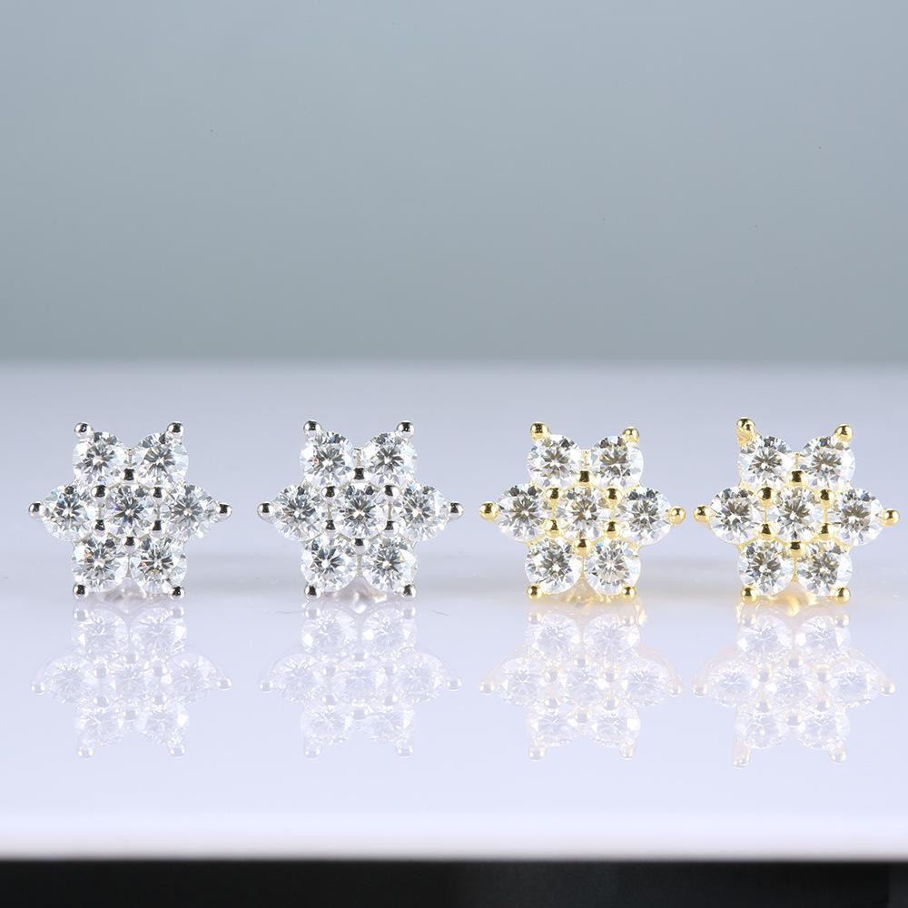 925 Sterling Silver Moissanite Stud Earrings - Unisex Fashion Round D Color