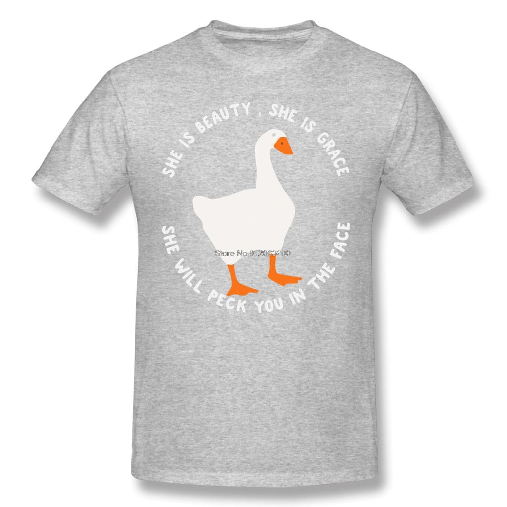 She Is Beauty She Is Grace Goose Lady Funny Tshirt Cotton T Shirt Hombre Untitled Goose Games Men Fashion Streetwear TShirt