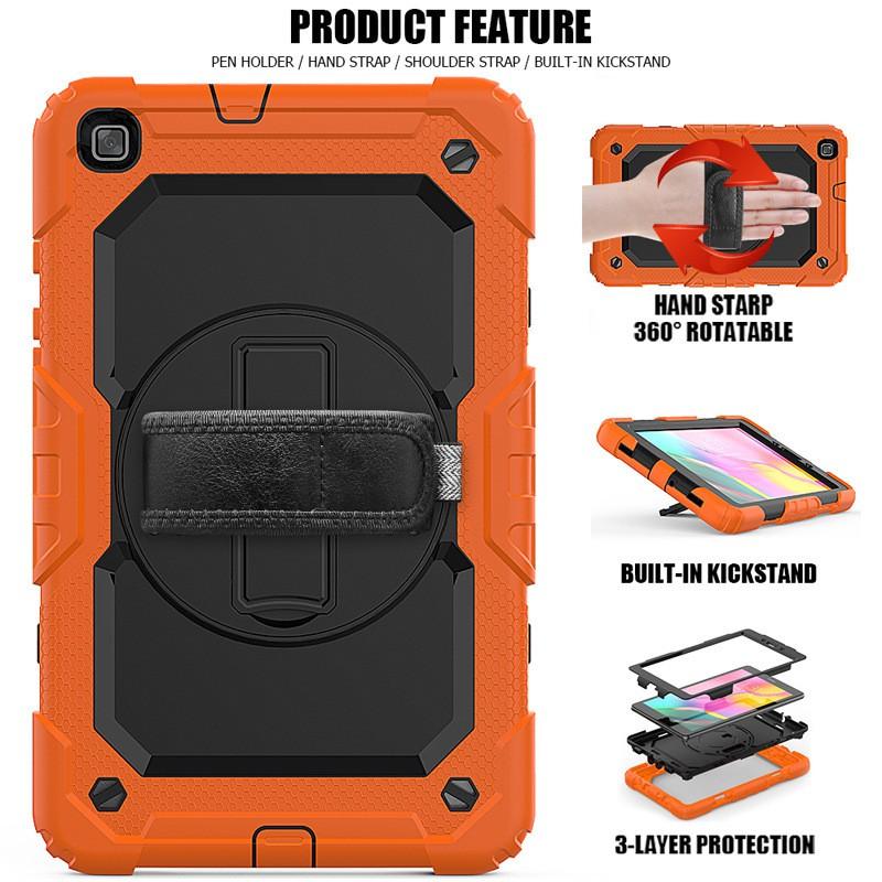 Silicone PC Hybrid Case With Rotating Stand Galaxy Tab A 8.0 T295 T290 Shockproof Anti-Slip Cover In Multiple Color