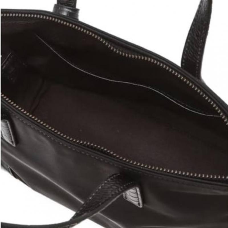 DakS Black Croco Leather Nylon Tote Bag S