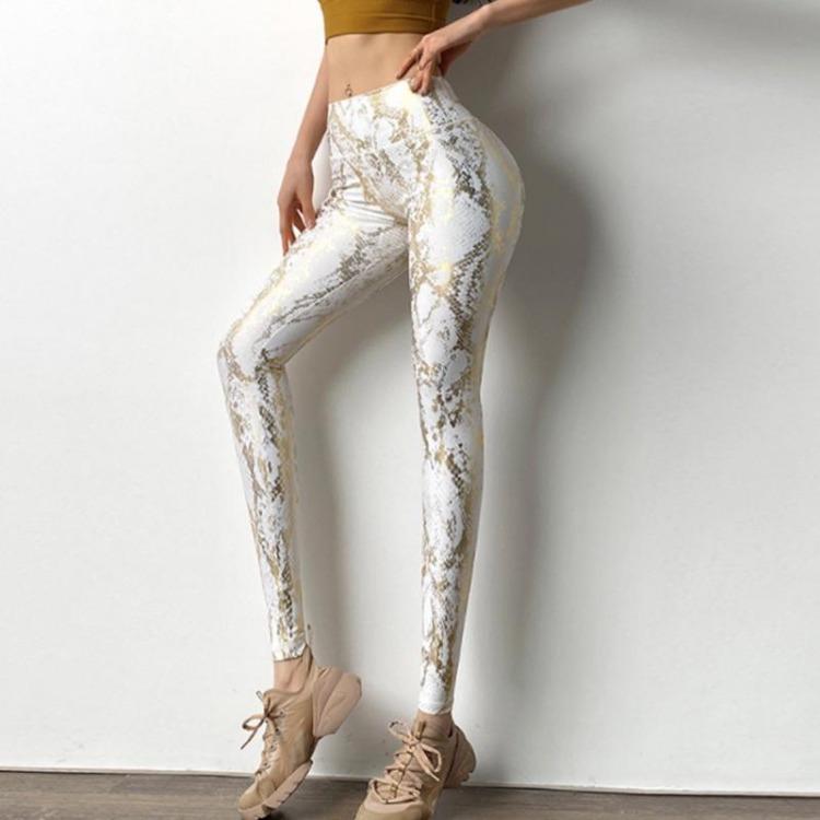High Waist Seamless Leggings for Women Yoga Fitness Push Up Butt Lifting Booty Gilded Gold Stretch Tight Snake Peach Ruched Leggins