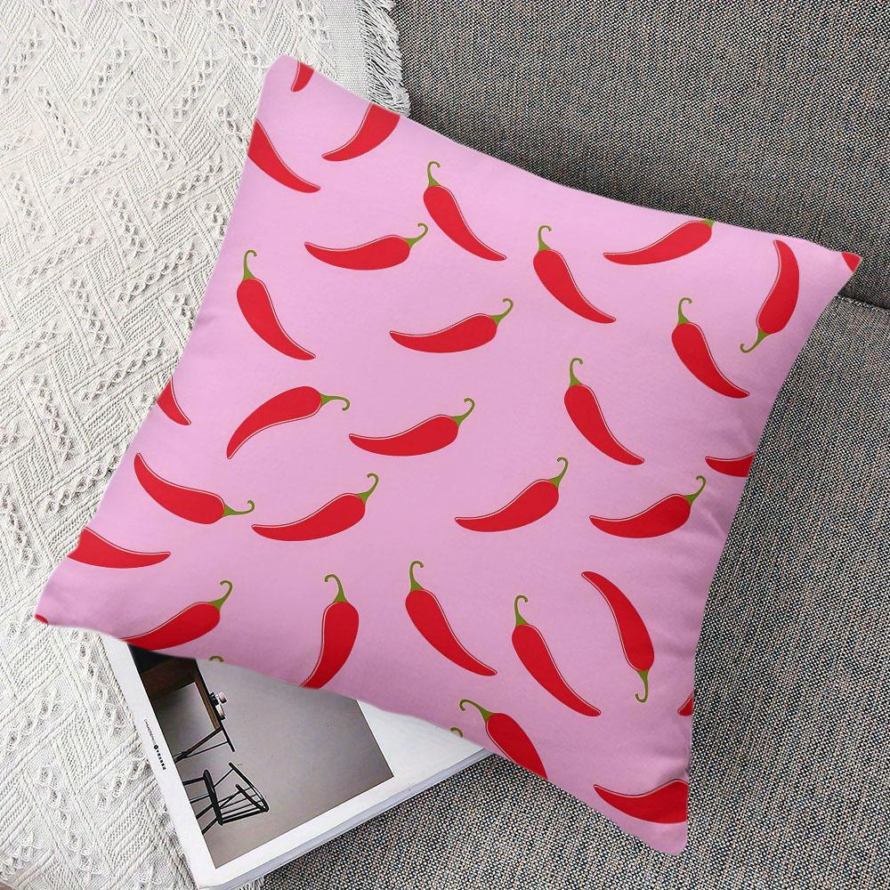 Pink Chili Square Jacquard Pillow Cover for Sofa Office Waist Cushion Cover Home Decorative Pillowcase