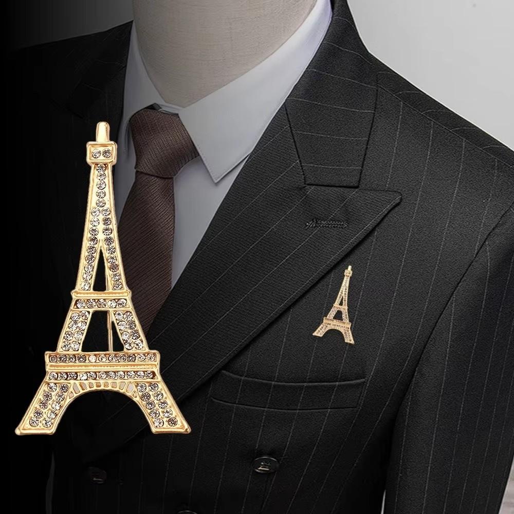 Vergoldete/Versilberte Eiffelturm Brosche Strass Brosche Kleidung Dekorative Schmuck Accessoires