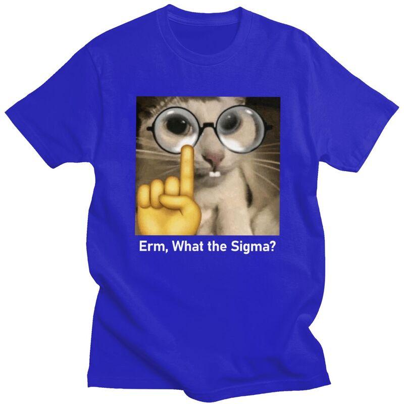 Custom Male What The Sigma Cat Meme T Shirts ShortSleeve Cotton Tshirt Leisure Humor Sarcastic Quote Tee Clothes