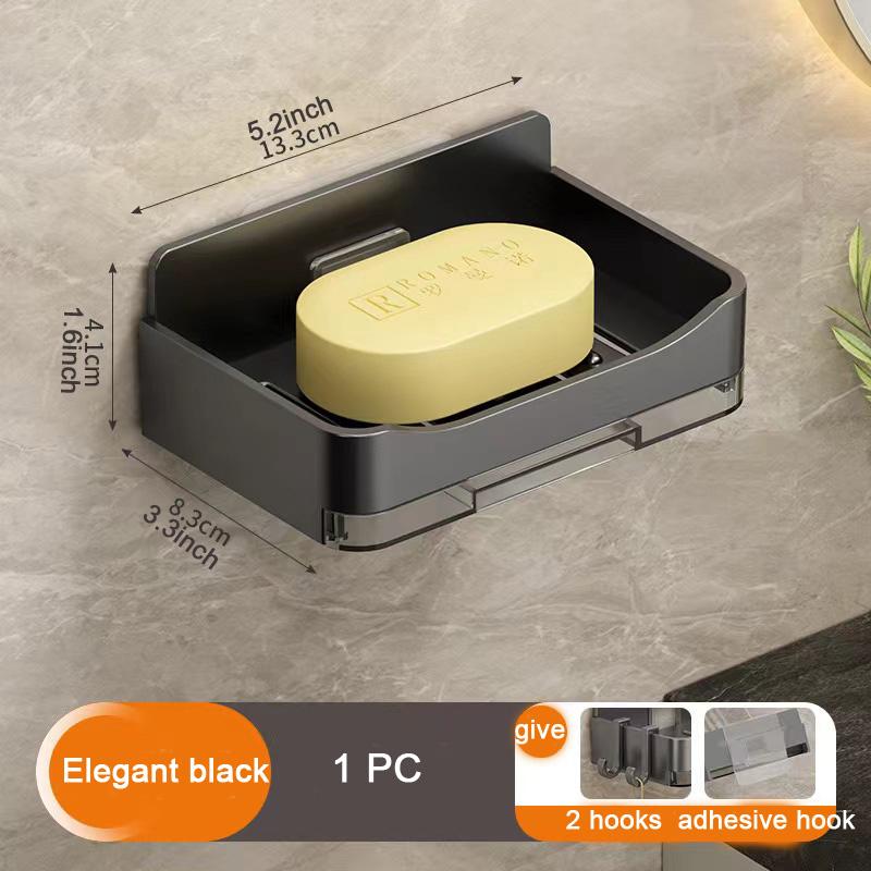 

1 шт. Тримач для мила у ванній кімнаті, настінний, без перфорації, Органайзер для мила та губки, Подвійний дренаж, Мильниця, Аксесуари для ванної кімнати