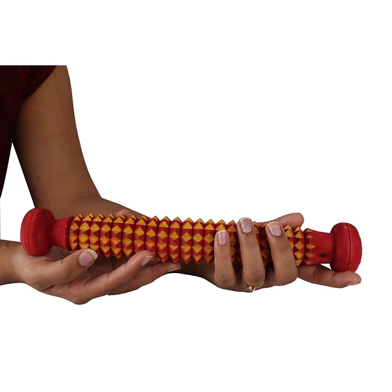R A Products Ramdev Акупрессура Health Деревянный ручной роликовый массажер для — фото 4