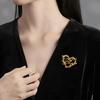 Chic Crosses Heart Design Brooch Sturdy Gold Tone Copper Alloy Accessory For Coat Dress Scarf Decoration