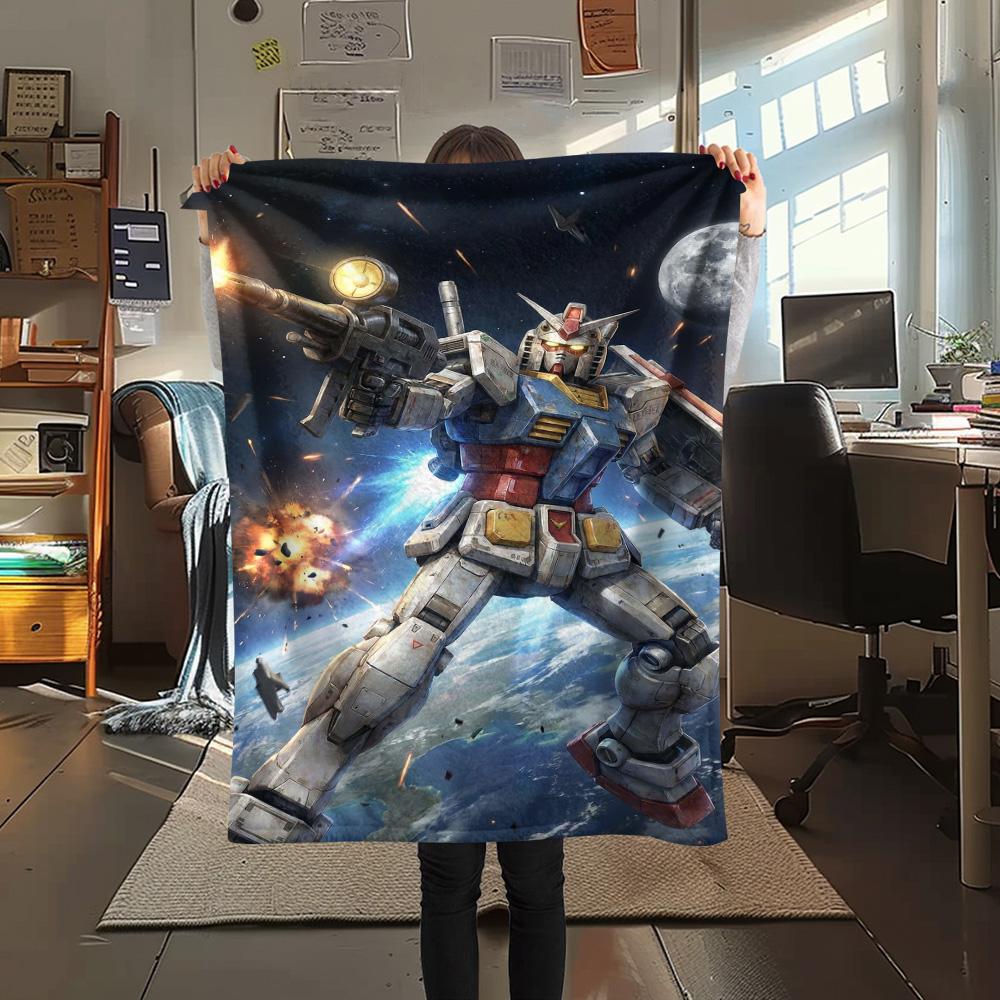 

1Pc GUNDAM Print Flannel Blanket High Quality Warm Comfortable Cover for All Seasons Perfect for Gifts Home Decor 80cm x 120cm