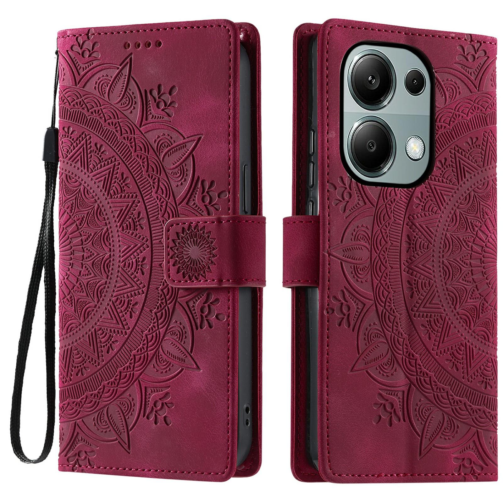 

Стиль 018 Чехол для Xiaomi Redmi Note 13 Pro 4G с оттиском тотема, кожаный чехол-кошелек с тактильным ощущением кожи Rose