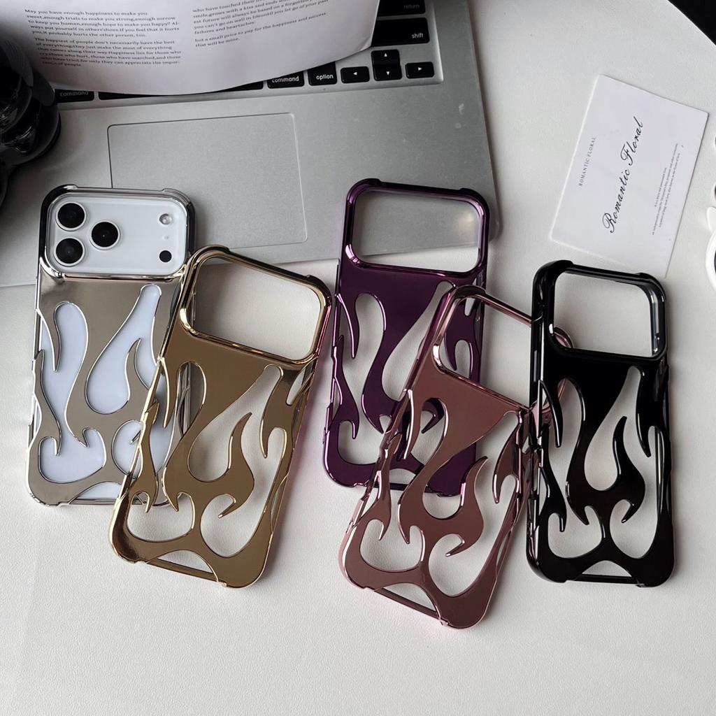 Flame Electroplated Hollow Phone Case for iPhone 17 Pro Max Full Protective Cover