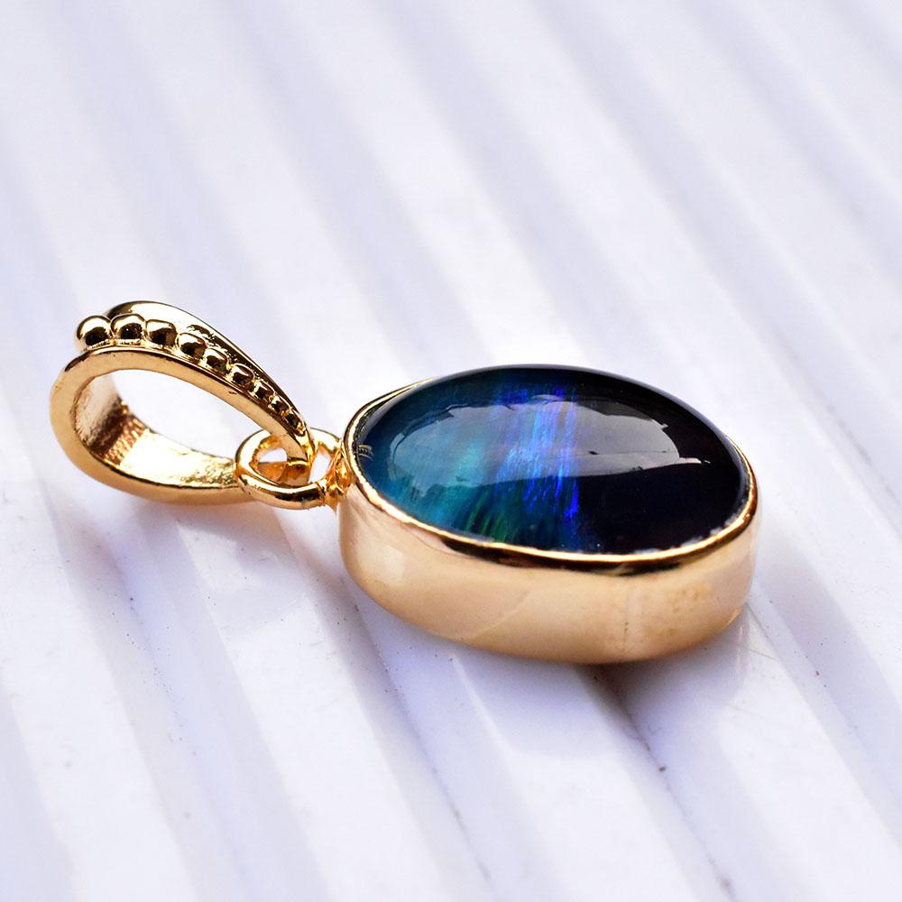 15 Ct Oval Cut CERTIFIED Natural Opal 925 Sterling Silver MULTICOLOR Pendant