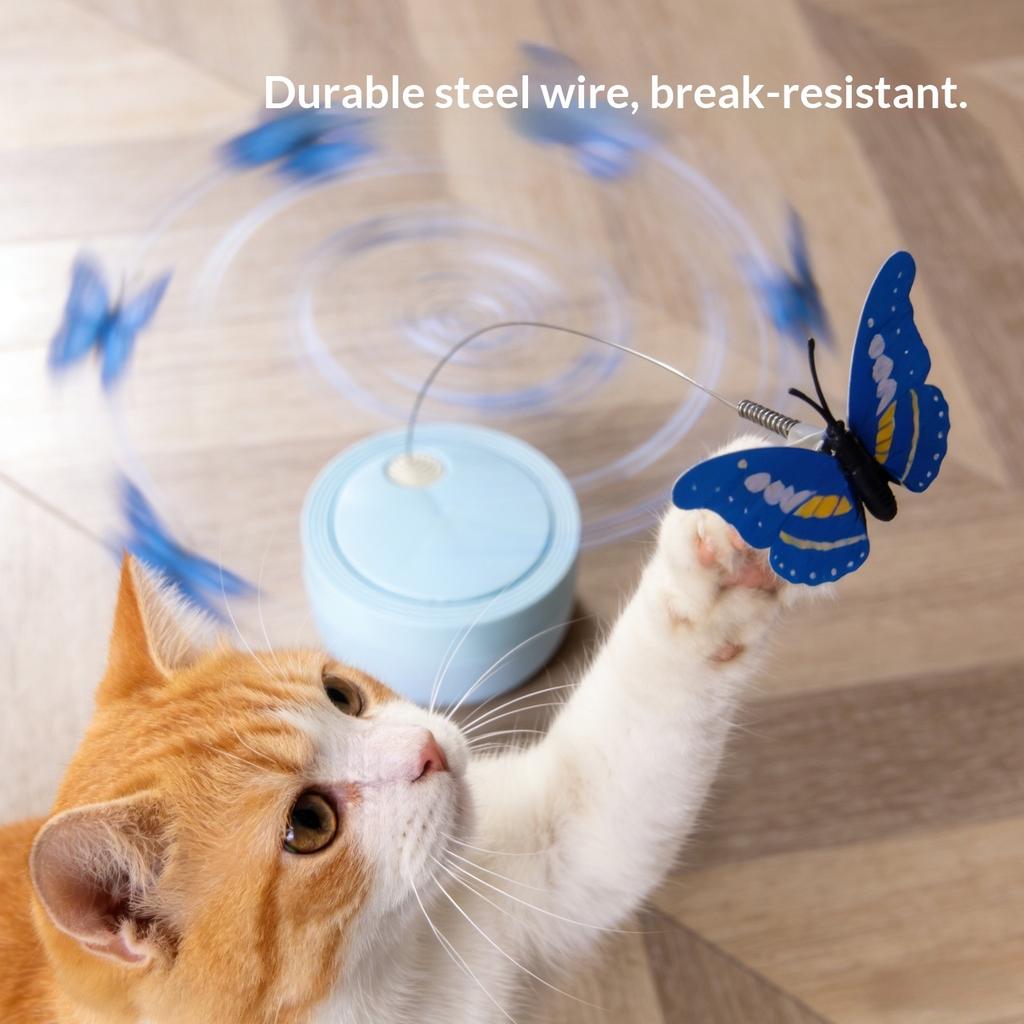 Intelligent Rotating Butterfly Cat Teaser Toy, Realistic Butterfly Automatic Spinning Cat Wand