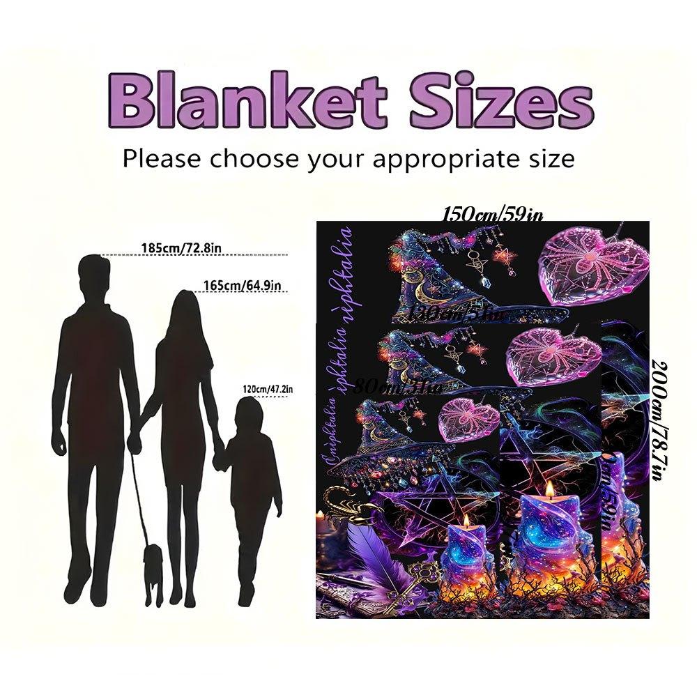 "Enchanted Witchcraft Decor: Spellbinding Candles, Pentagram, and Feather Set"Blanket Flannel Throw Blanket for Sofa, Bed, Travel, Camping, Office