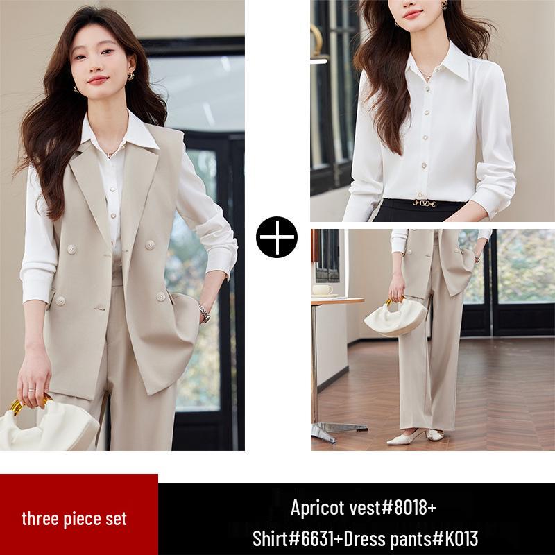 Women's Black Suit Vest Set for Spring/Autumn 2024: Professional Sleeveless Jacket for Formal and Hotel Workwear
