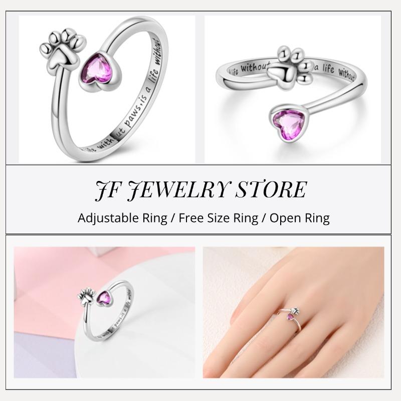 Free Size Ring For Women S925 Silver Original Blue Eyes Dragon Bee Shell Cherry Adjustable Rings Clover Chain Open Ring Jewelry