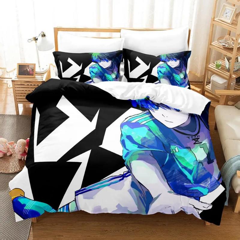 Anime Blue Lock Bedding Set Quilt Cover Pillowcase Cartoon Decor Bed Spead Bedroom Duvet Cover Bedding Suit Kids Birthday Gift