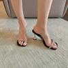 Black Transparent Rhinestone French Temperament Beautiful High-heeled Slippers Women's Summer 2025 New Fashion Versatile Cool Slippers