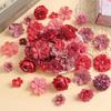 Bulk Random Red Artificial Flowers Head For Wedding Home Decor DIY Fake Flowers For Decoration Birthday Party Craft Wreath Decor