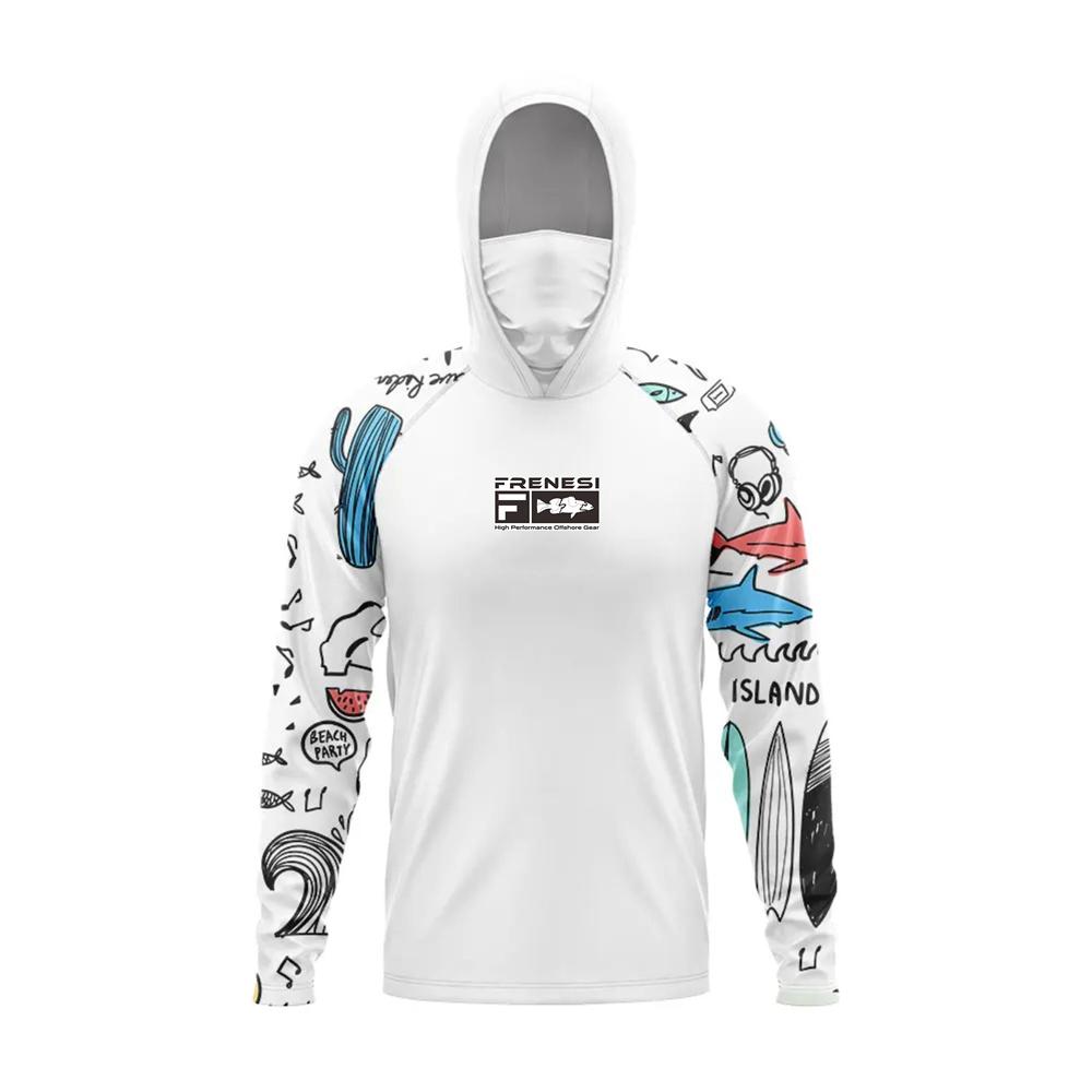 Kiiing Adventure Traje de Pesca Camuflaje Patrón Serpiente con Capucha Protector Solar Transpirable de Secado Rápido Manga Larga Máscara Superior