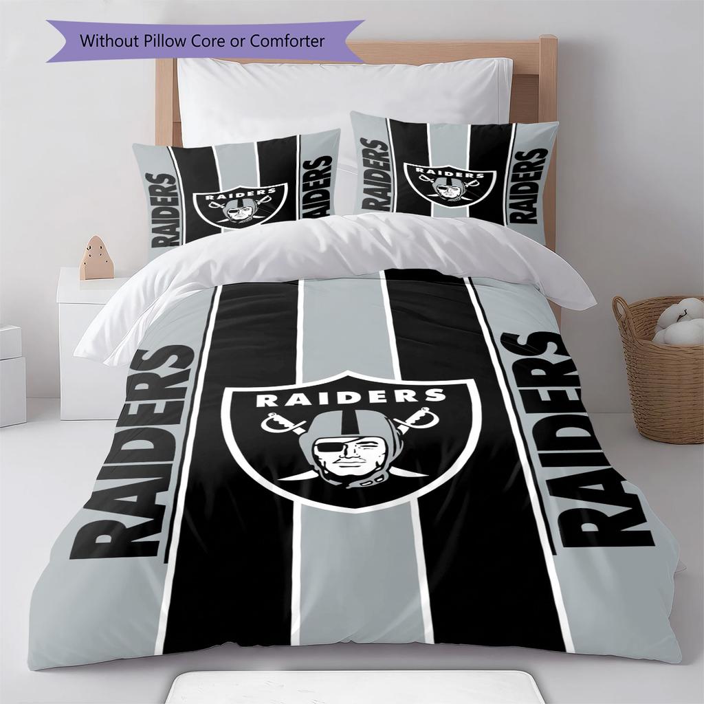 Las Vegas Raiders Pattern Bedding Set Quilt Cover Pillowcase Home Decor Gift (1 * duvet cover + 2 * pillowcase, without core)
