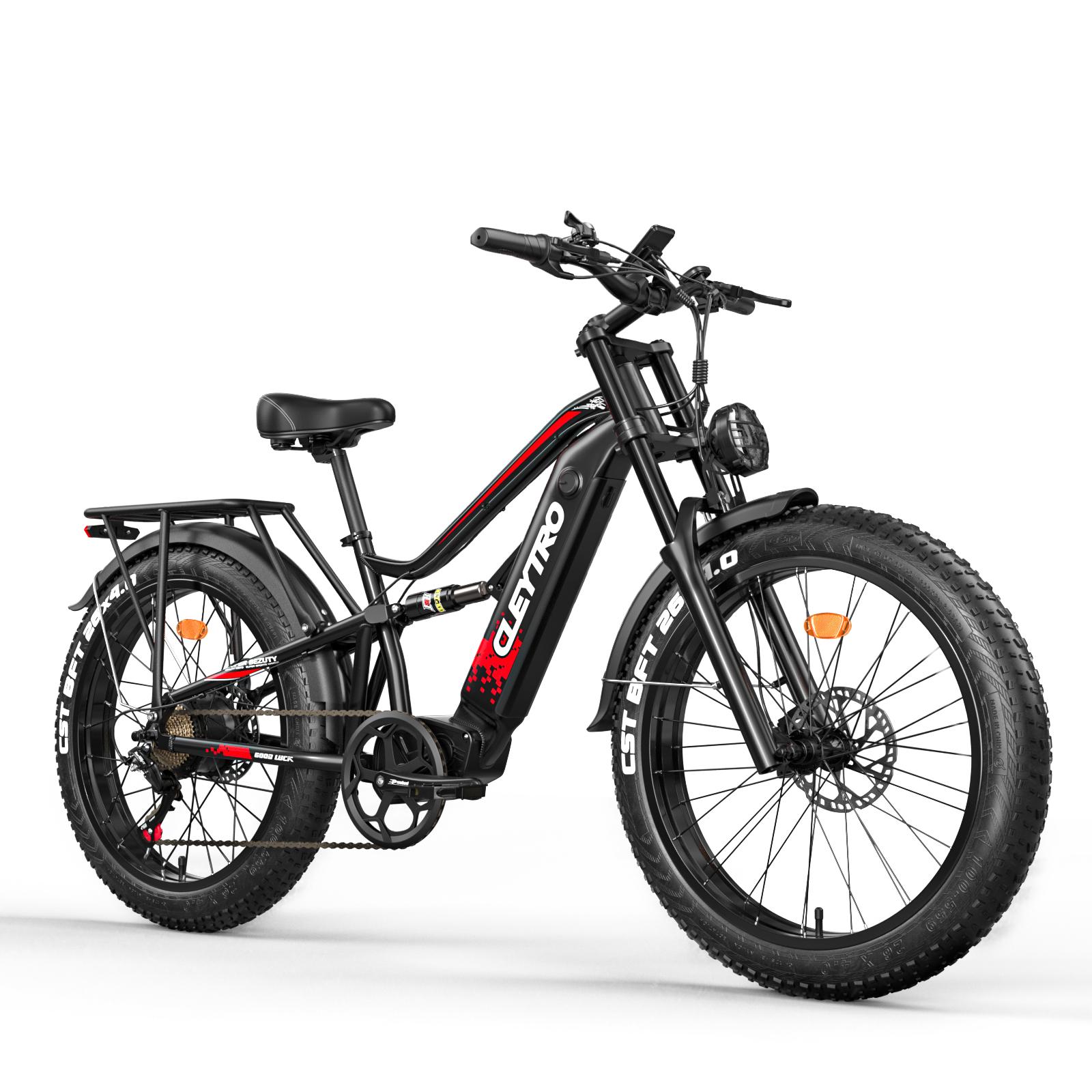 CLEYTRO Elektrofahrrad, 26-Zoll Mountainbike, 750W Motor, 48V 18Ah Akku, Vollfederung, Reichweite 45-90km. L schwarz