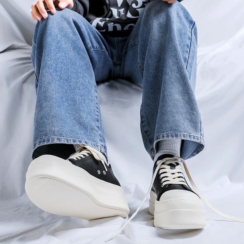 Fashion Trendy Men's Thick Soled Shoes Height Increasing Versatile Style Outdoor Party Leisure Quality Shoes for Young People New