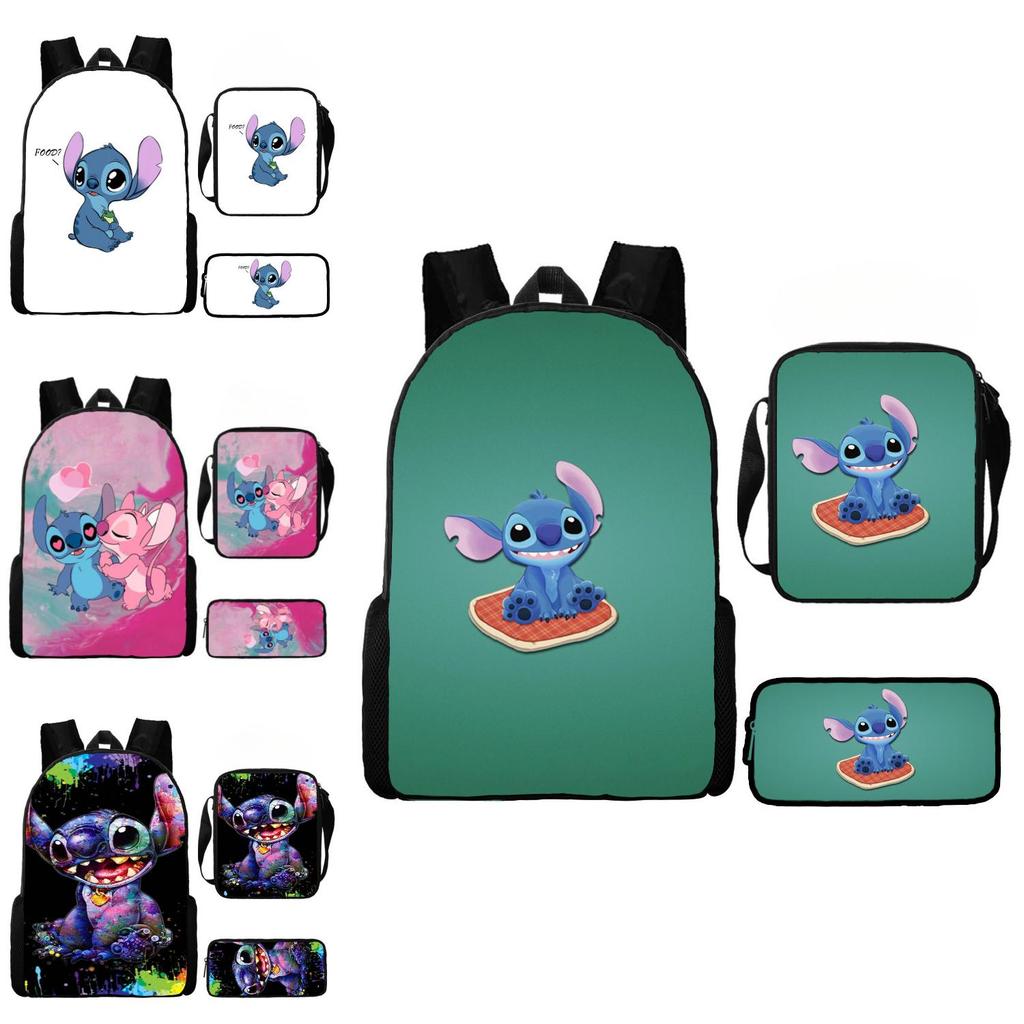 Lilo Stitch Kids Waterproof Backpack Set Oxford School Bag With Pencil Case For Elementary Students