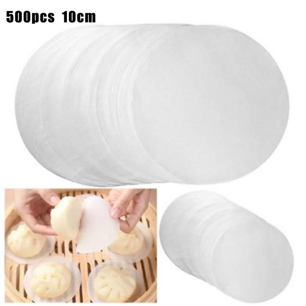 Set of 500 Disposable Round Steamer Paper Non-Stick Liners for Steaming Bread For Dumplings Buns Cakes and More