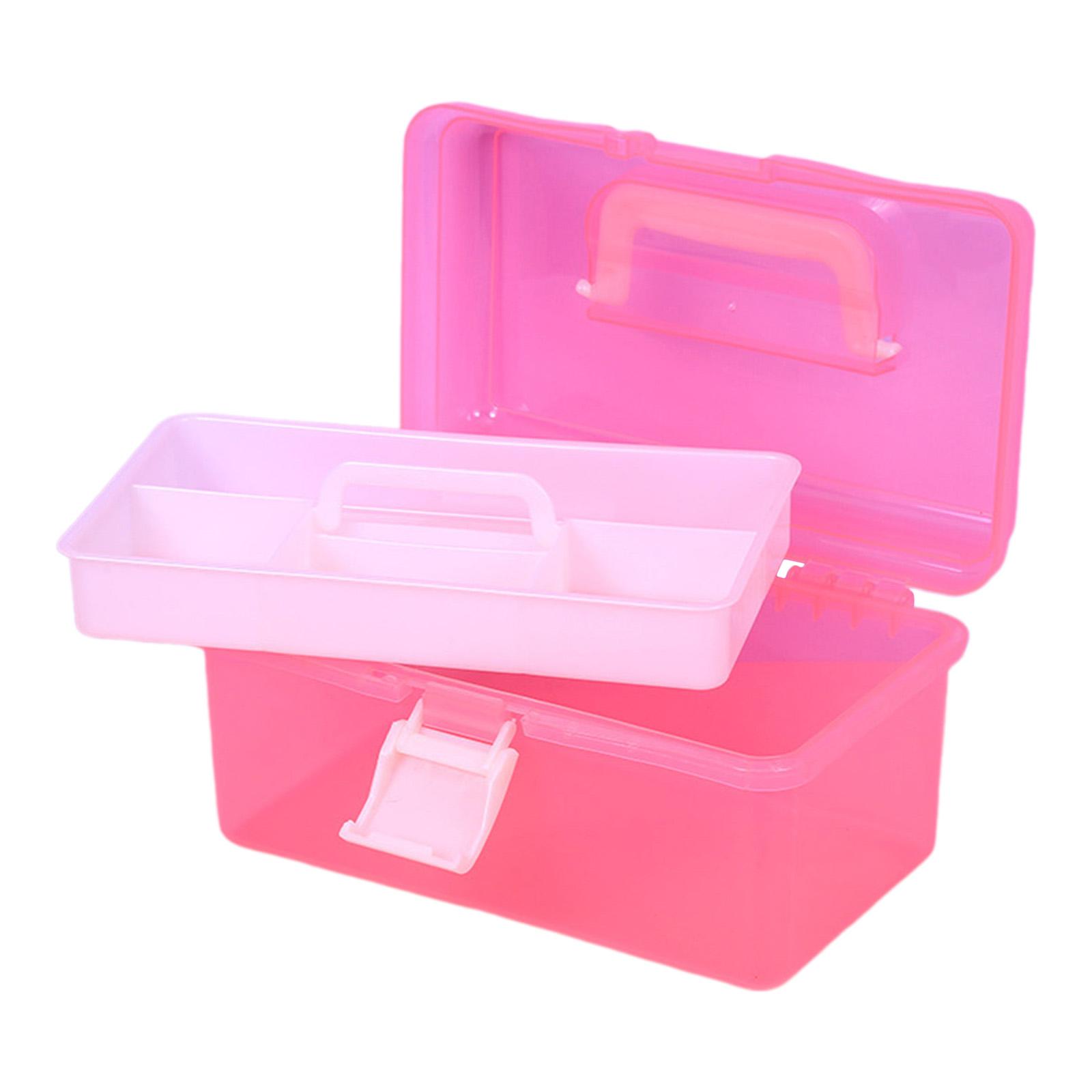 

Multipurpose Storage Box with Compartments Plastic Nail Art Organizer Large Capacity Box for Organizing Small Item розовый