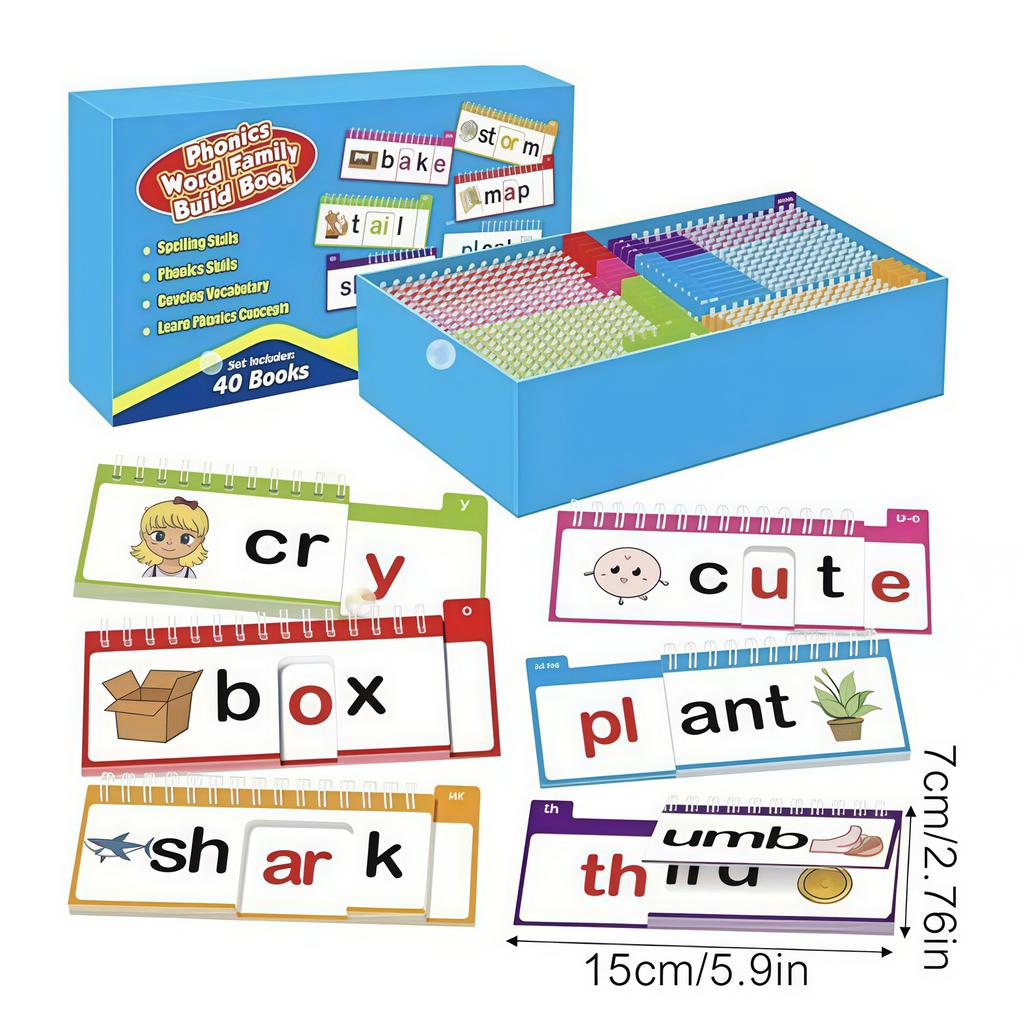 40 Read and Rhyme Flip Books Learn To Read Phonics Flash Cards Kindergarten Reading Books for Kids Homeschool Supplies