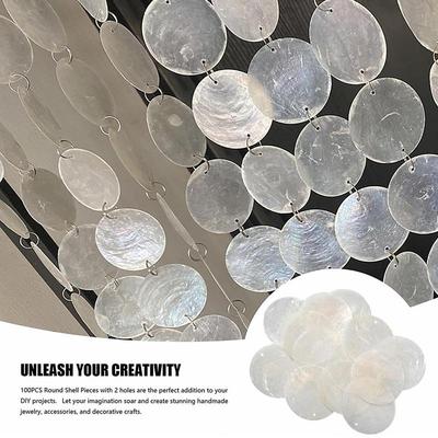 100 Pcs 2 Inch Round Capiz Shells With Holes Round Natural Shell White Shells For Wind Chimes Jewelry Making Home Decor