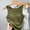 Crew Neck Sling Vest Women's New One-piece Fixed Cup Underwear with Sleeveless Vest Top