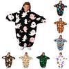 Kids Halloween Print Flannel Footie Pajamas Set for Sleepwear and Lounging