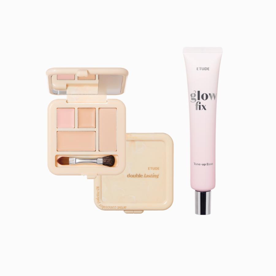 Etude Glow Fix Tone-up Base SPF 50+/PA++++ 30ml + Double Lasting Artist Concealer Palette 5.3g