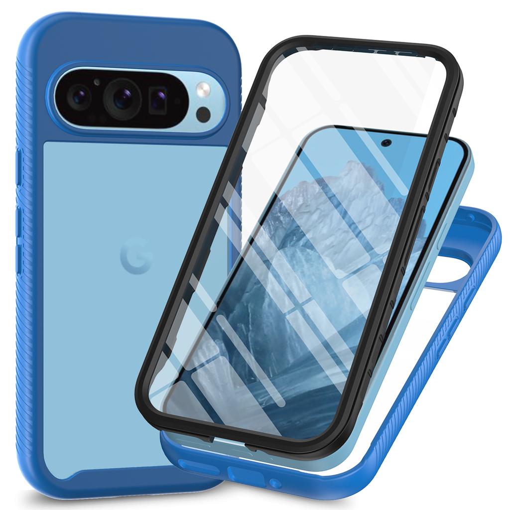 Etui na Google Pixel 9/Pixel 9 Pro PC+TPU Przezroczyste Etui na Telefon z Folią PET na Ekran Wszechstronna Ochrona