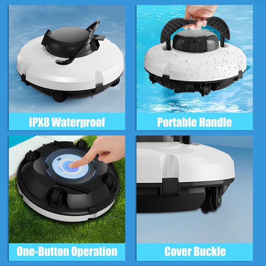 Cordless Robotic Pool Cleaner IPX8 Waterproof Pool Cleaning Robot Dual-Motor Strong Suction Automatic Pool Vacuum