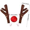 Christmas Car Decoration Reindeer Antlers Kit with Red Nose and Bell Navidad Rudolph Accessory Christmas Holiday Atmosphere Gift