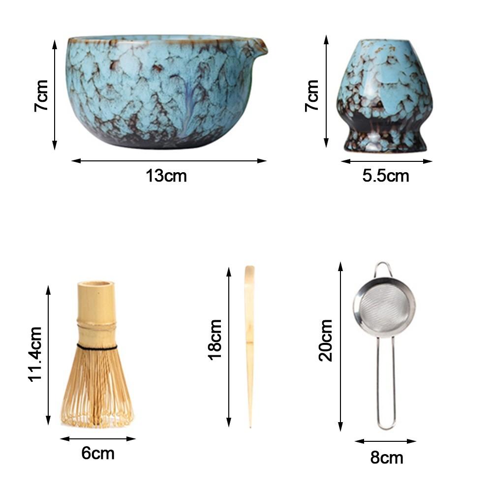 5PCS New Ceramic Bamboo Japanese Matcha Tea Set Matcha Bowl Matcha Whisk Holder Matcha Making Kit Reusable Matcha Whisk Set